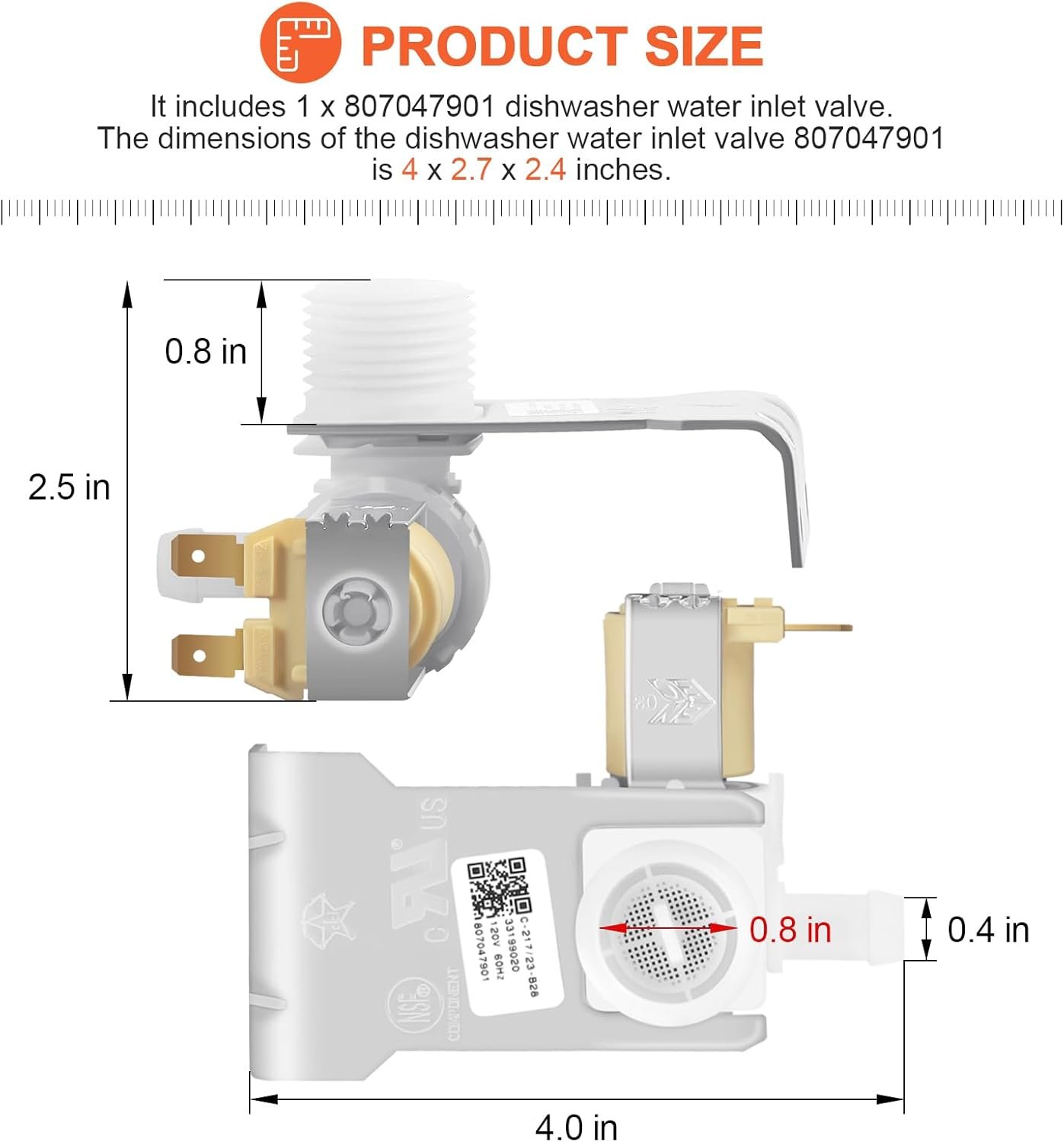 807047901 dishwasher water inlet valve fit for frigidaire crosley kenmore dishwasher