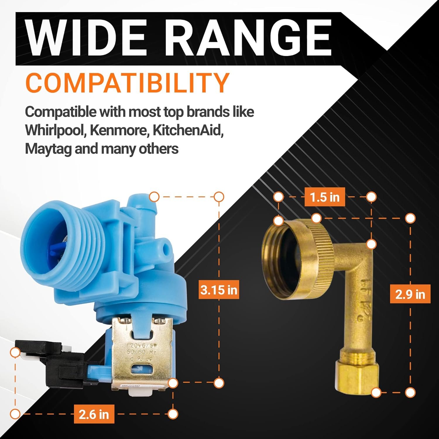 w10648041 dishwasher water inlet valve with elbow fitting compatible with whirlpool kenmore kitchenaid dishwashers