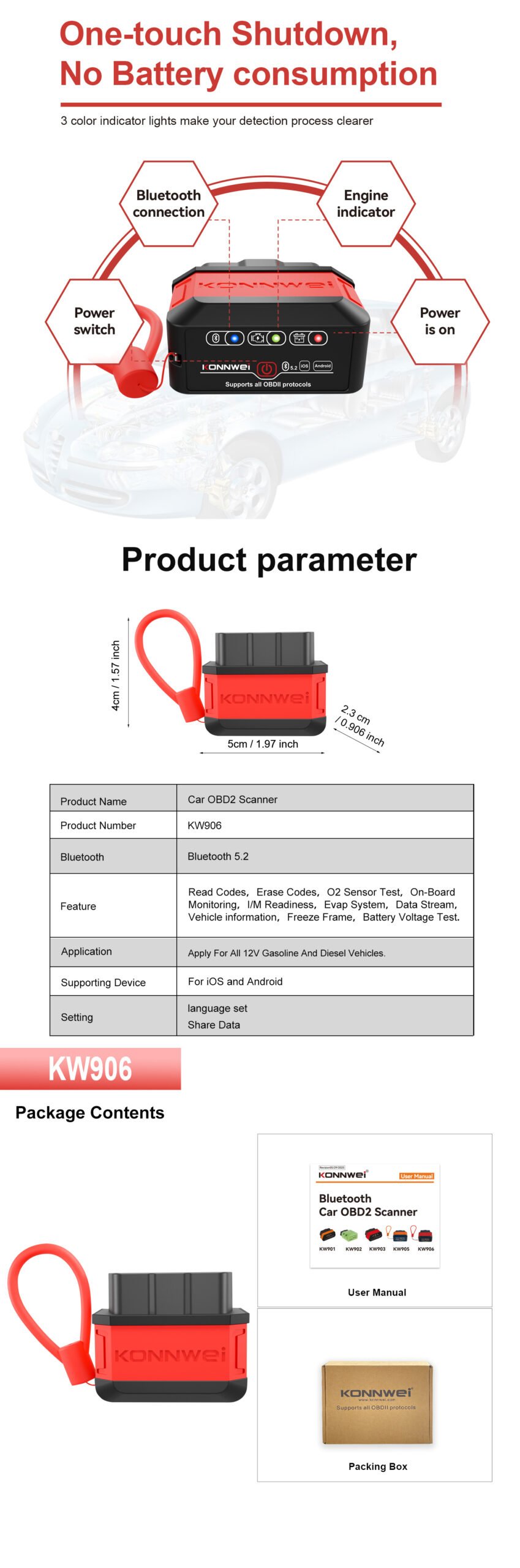 Bluetooth OBD2 car fault diagnosis instrument bluetooth obd2 car fault diagnosis instrument