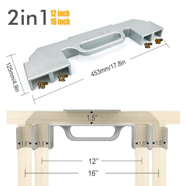 Framing Stud Layout Tool | Woodworking Panel Alignment Clamp | 12"/16"/24" & Adjustable 12-14-16 Framing Tool - 12/14/16-inch combination