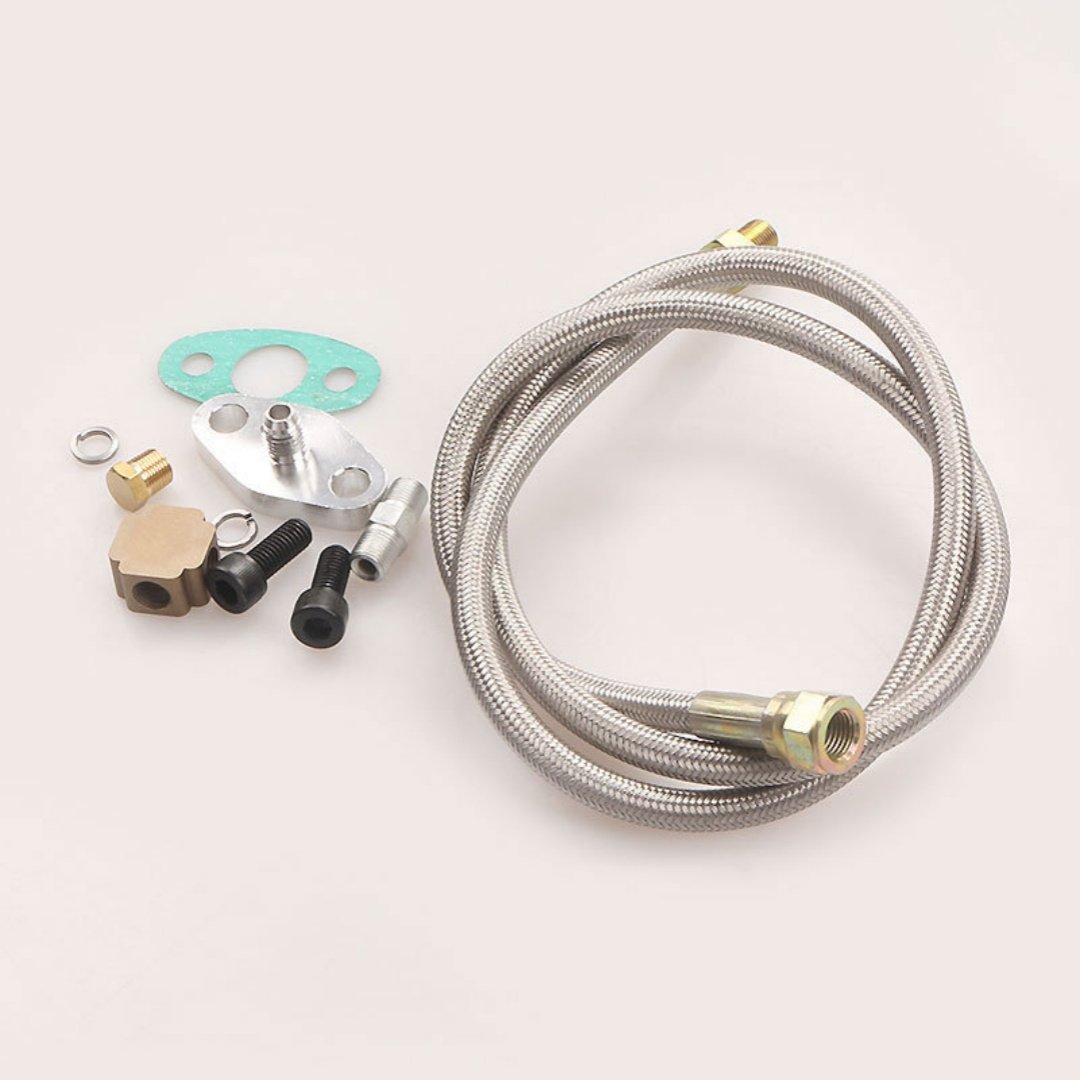 Universal Turbo Oil Feed & Drain Return Line Kit For T3 T4 T70 T66 Gt32 Gt40 Gt42 | Heavy Duty Stainless Steel Braided Plumbing Set Replacement Part - FixPartHub