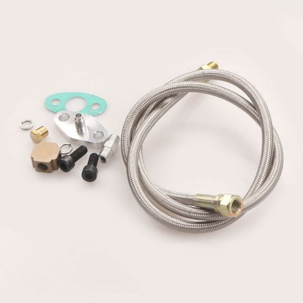 universal turbo oil feed & drain return line kit for t3 t4 t70 t66 gt32 gt40 gt42 | heavy duty stainless steel braided plumbing set