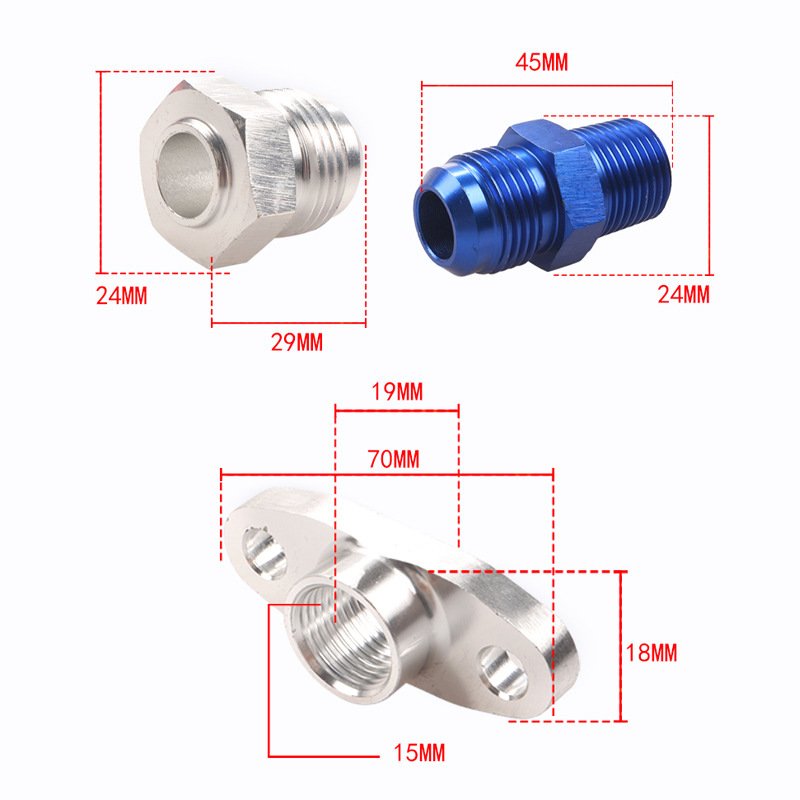 Universal Turbo Oil Feed & Drain Return Line Kit For T3 T4 T70 T66 Gt32 Gt40 Gt42 | Heavy Duty Stainless Steel Braided Plumbing Set Replacement Part - FixPartHub