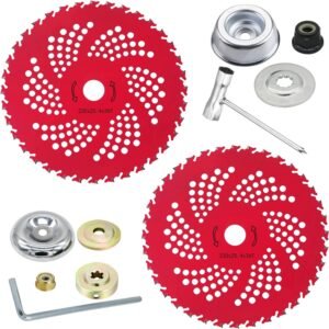 9 Inch 36 Tooth Carbide Brush Cutter Blade | 230x20mm Sapling Clearing Tool – 2 Red Saw Blades + Accessories Replacement Part - FixPartHub