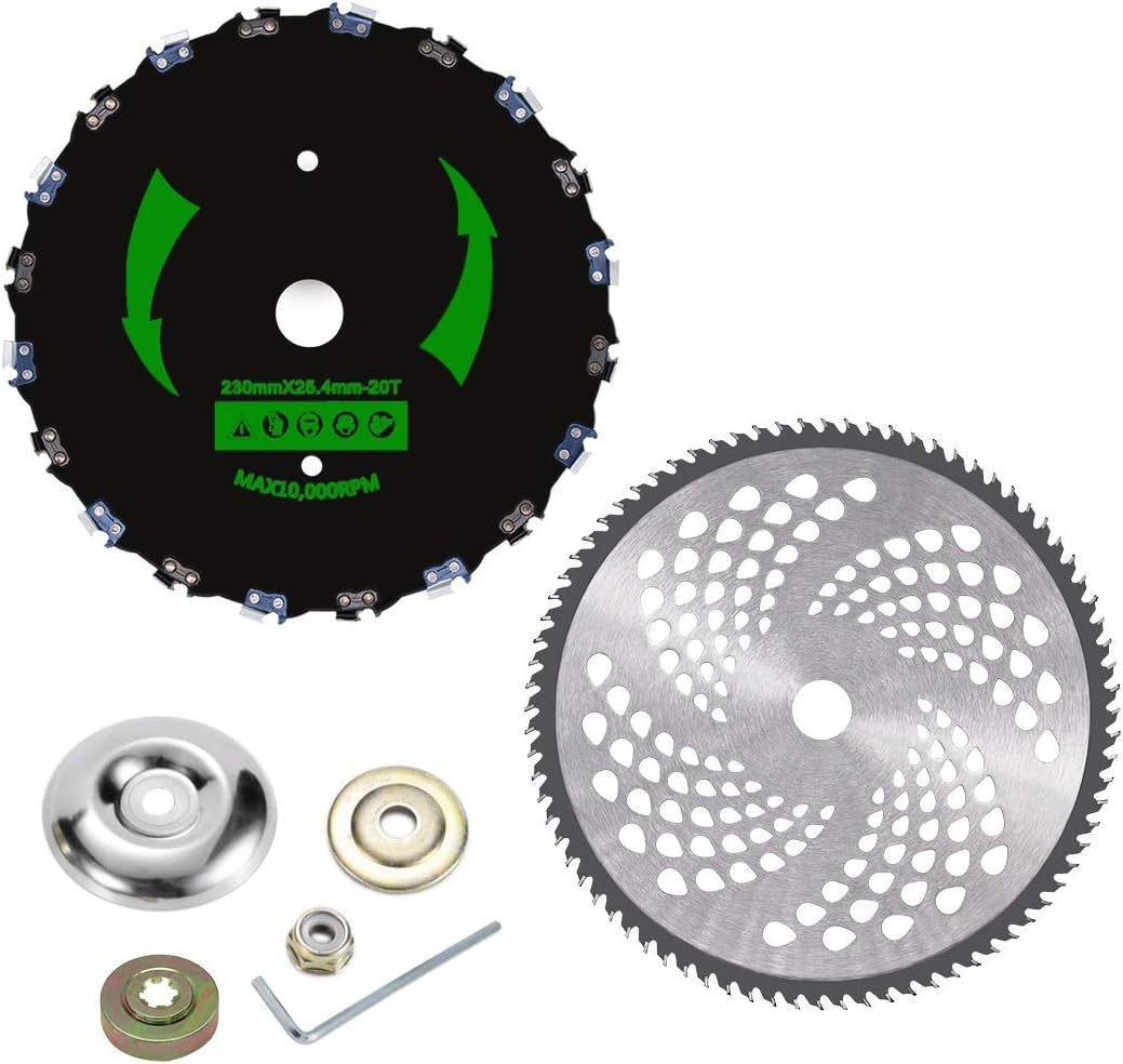 9 Inch 36 Tooth Carbide Brush Cutter Blade | 230x20mm Sapling Clearing Tool – 80 Tooth Alloy Saw Blade + 20 Tooth Chain Saw Blade + Accessories Replacement Part - FixPartHub