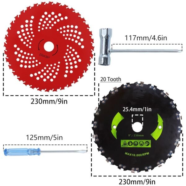 9 Inch 36 Tooth Carbide Brush Cutter Blade | 230x20mm Sapling Clearing Tool – Red Saw Blade + Chain Saw Blade Replacement Part - FixPartHub