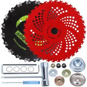 9 Inch 36 Tooth Carbide Brush Cutter Blade | 230x20mm Sapling Clearing Tool – Red Saw Blade + Chain Saw Blade + Deluxe Accessories Replacement Part - FixPartHub