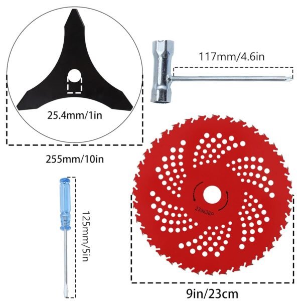 9 Inch 36 Tooth Carbide Brush Cutter Blade | 230x20mm Sapling Clearing Tool – Red Saw Blade + Three Tooth Blade Replacement Part - FixPartHub