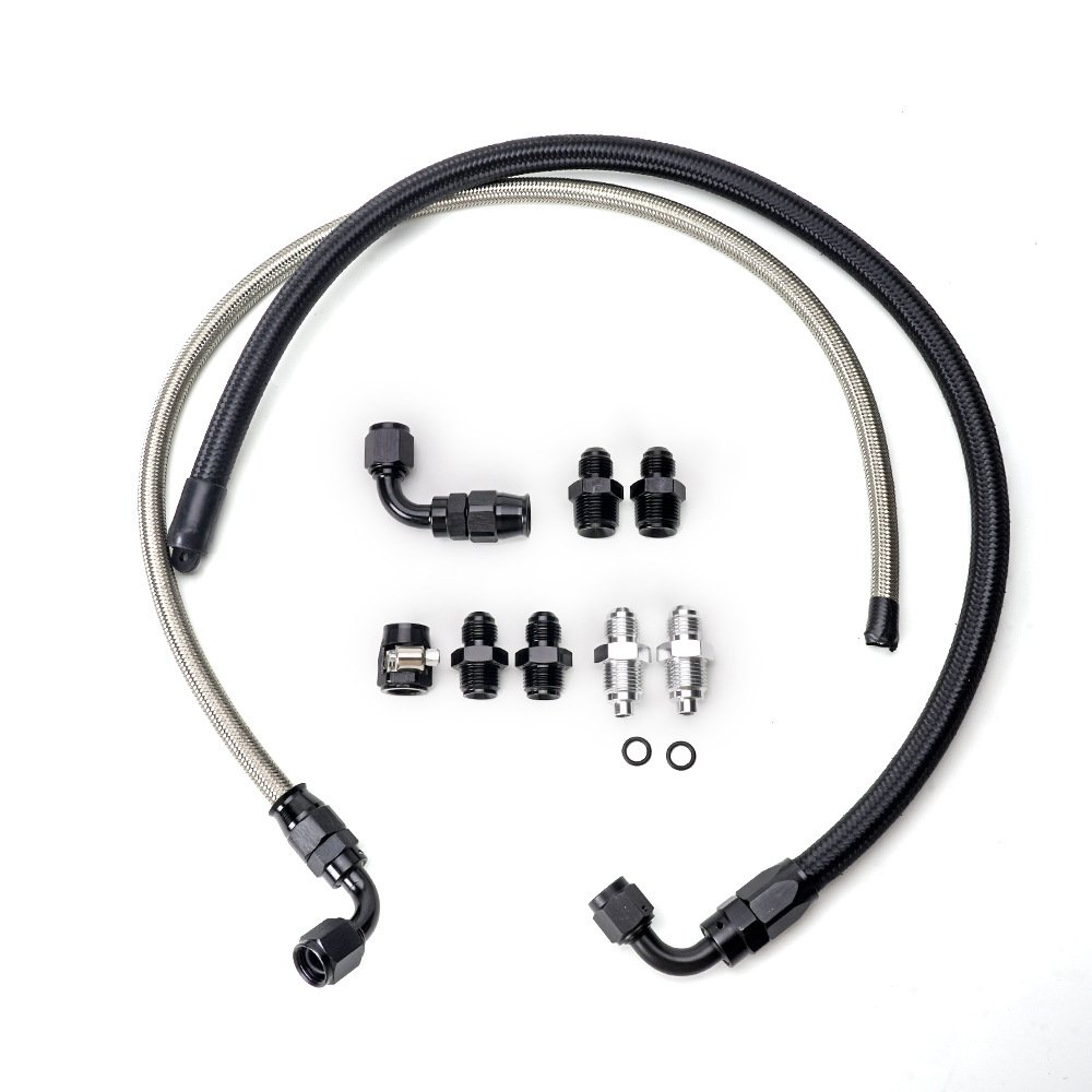 25 inch 6an power steering hose kit for chevy c10 ls swap | ptfe high pressure lines & metric to inverted flare adapters