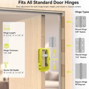 Door Hinge Jig Kit Router Template For 3 5 Hinges Complete Mortising Kit With Router Bit Self Centering Bit Screwdriver Bit For Round Square Corner Hinges Fi Fixparthub 3