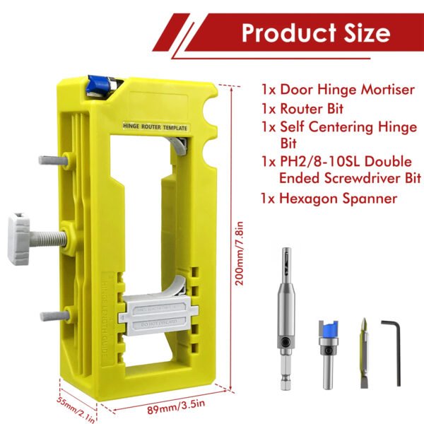 Door Hinge Jig Kit Router Template For 3 5 Hinges Complete Mortising Kit With Router Bit Self Centering Bit Screwdriver Bit For Round Square Corner Hinges Fi Fixparthub 4