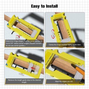Door Hinge Jig Kit Router Template For 3 5 Hinges Complete Mortising Kit With Router Bit Self Centering Bit Screwdriver Bit For Round Square Corner Hinges Fi Fixparthub 5