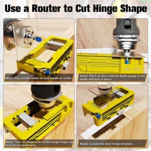 Door Hinge Jig Kit Router Template For 3 5 Hinges Complete Mortising Kit With Router Bit Self Centering Bit Screwdriver Bit For Round Square Corner Hinges Fi Fixparthub 6