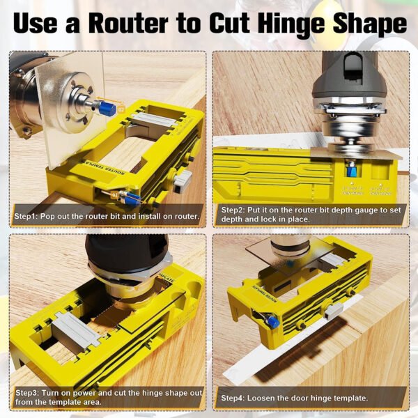 Door Hinge Jig Kit Router Template For 3 5 Hinges Complete Mortising Kit With Router Bit Self Centering Bit Screwdriver Bit For Round Square Corner Hinges Fi Fixparthub 6