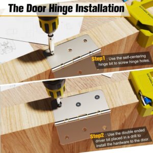 Door Hinge Jig Kit Router Template For 3 5 Hinges Complete Mortising Kit With Router Bit Self Centering Bit Screwdriver Bit For Round Square Corner Hinges Fi Fixparthub 7