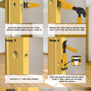 Door Latch Mortise Tool Professional Door Latch Installation Kit For 1 3 8 1 3 4 Doors Pre Set Depth Blades For Clean Mortising No Measuring Required Fixparthub Fixparthub 5