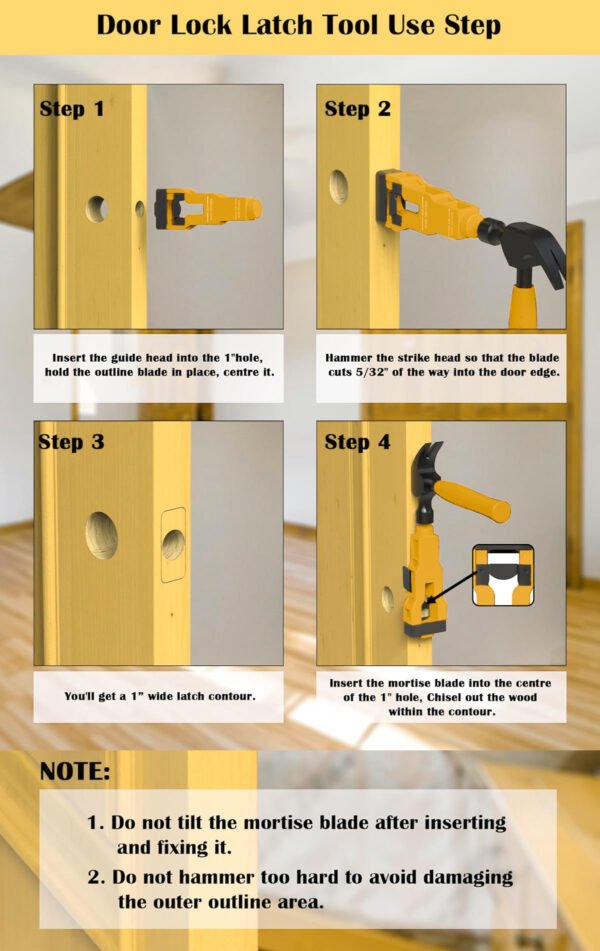 Door Latch Mortise Tool Professional Door Latch Installation Kit For 1 3 8 1 3 4 Doors Pre Set Depth Blades For Clean Mortising No Measuring Required Fixparthub Fixparthub 5