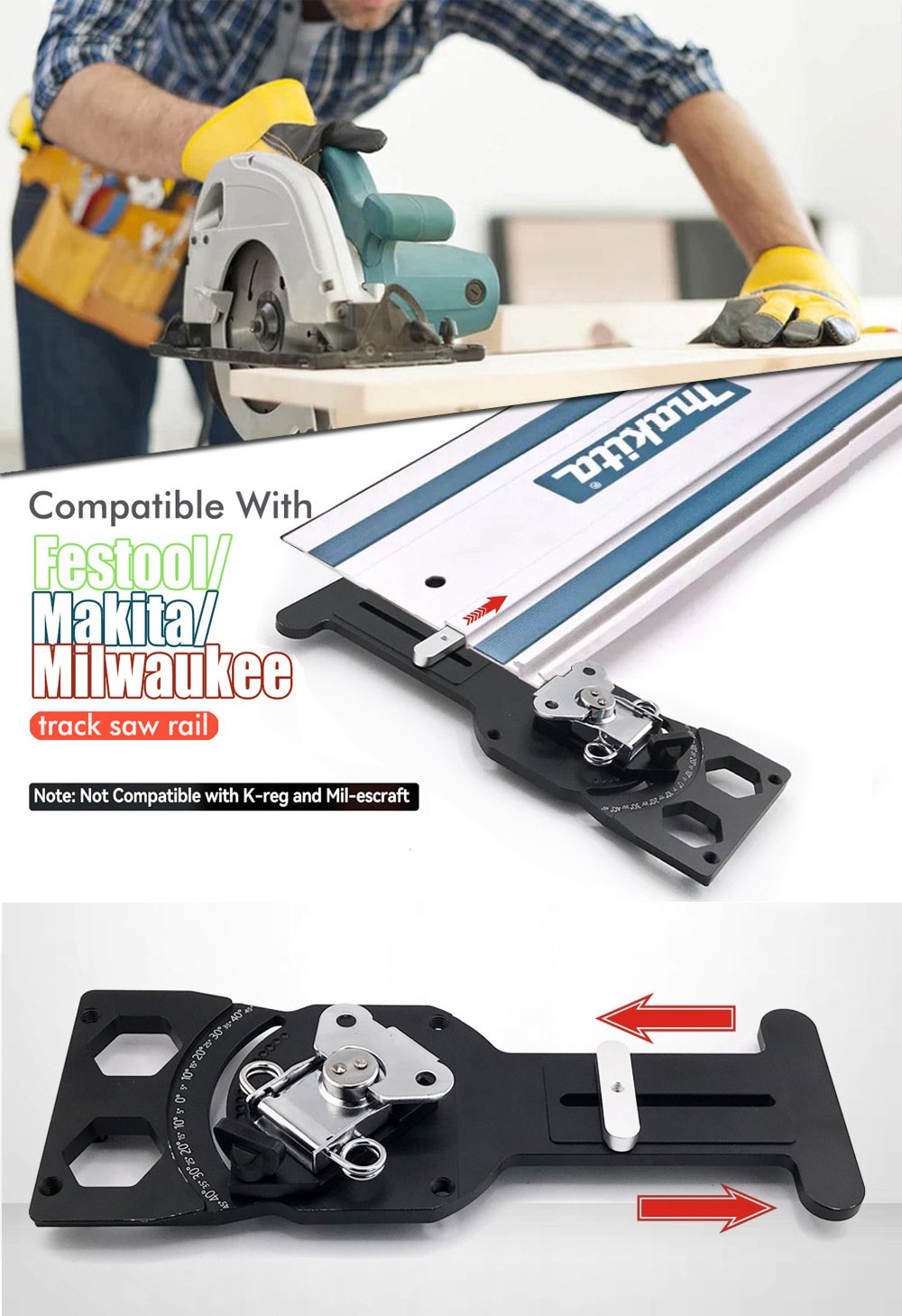 Premium Adjustable Track Saw Angle Guide 0 60 Aluminum Rail Stop Fixparthub Fixparthub 5
