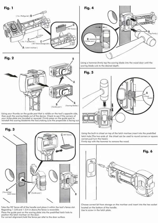 Premium Door Latch Mortise Strike Tool Chisel Free Lock Installation Kit Fixparthub Fixparthub 5