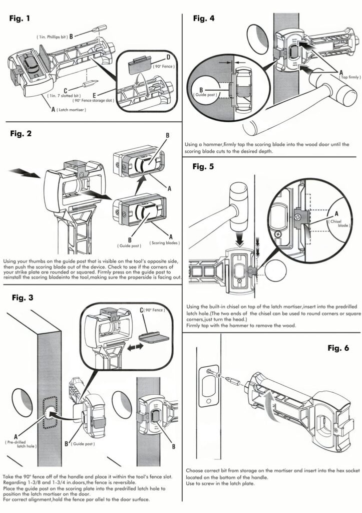 Premium Door Latch Mortise Strike Tool Chisel Free Lock Installation Kit Fixparthub Fixparthub 5