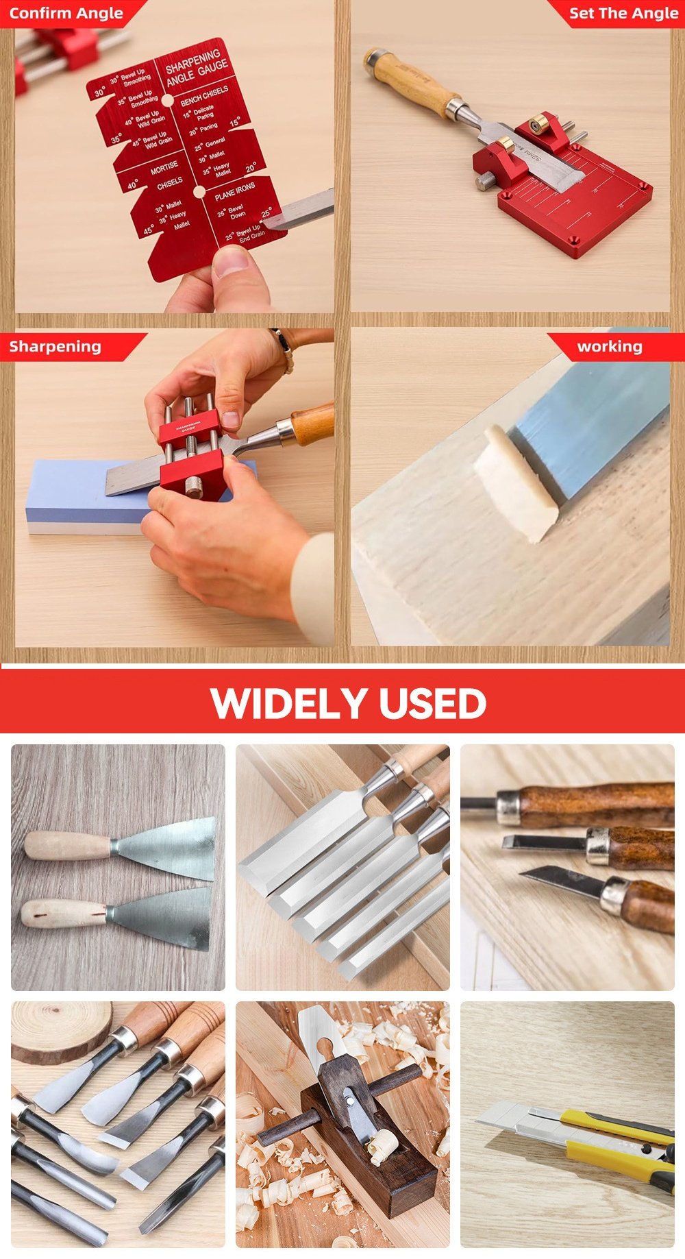 Premium Solid Aluminum Honing Guide Chisel Plane Iron Sharpening Jig Fixparthub Fixparthub 6